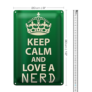 Blechschild Spruch 20x30cm Keep Calm and love a nerd