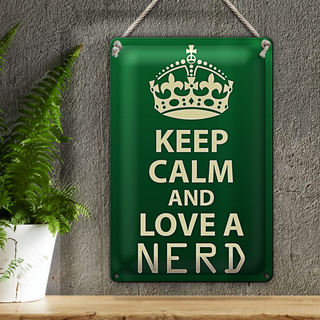 Blechschild Spruch 20x30cm Keep Calm and love a nerd