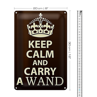 Blechschild Spruch 20x30cm Keep Calm and carry a wand