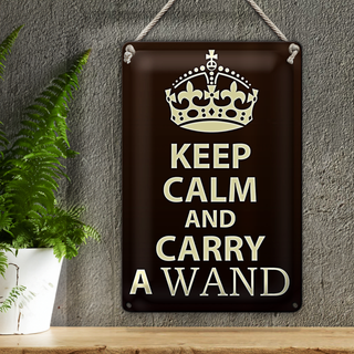Blechschild Spruch 20x30cm Keep Calm and carry a wand