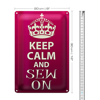 Blechschild Spruch 20x30cm Keep Calm and sew on