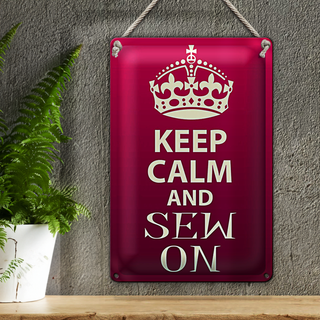Blechschild Spruch 20x30cm Keep Calm and sew on