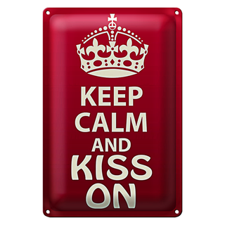 Blechschild Spruch 20x30cm Keep Calm and kiss on