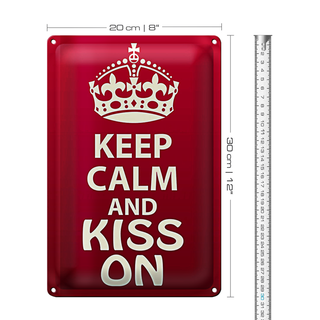 Blechschild Spruch 20x30cm Keep Calm and kiss on