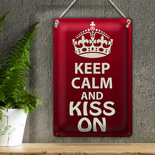 Blechschild Spruch 20x30cm Keep Calm and kiss on