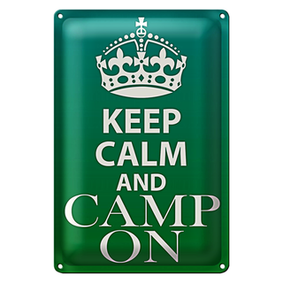 Blechschild Spruch 20x30cm Keep Calm and camp on Camping