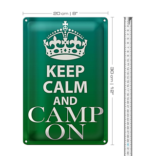 Blechschild Spruch 20x30cm Keep Calm and camp on Camping