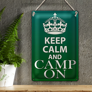 Blechschild Spruch 20x30cm Keep Calm and camp on Camping