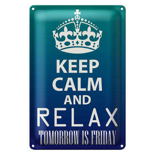 Blechschild Spruch 20x30cm Keep Calm and relax is Friday