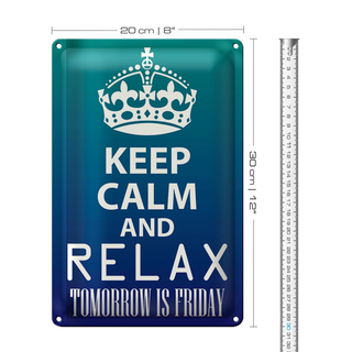 Blechschild Spruch 20x30cm Keep Calm and relax is Friday