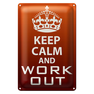 Blechschild Spruch 20x30cm Keep Calm and work out