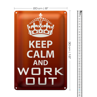 Blechschild Spruch 20x30cm Keep Calm and work out