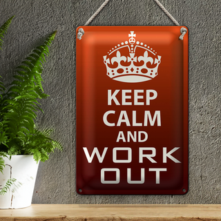Blechschild Spruch 20x30cm Keep Calm and work out