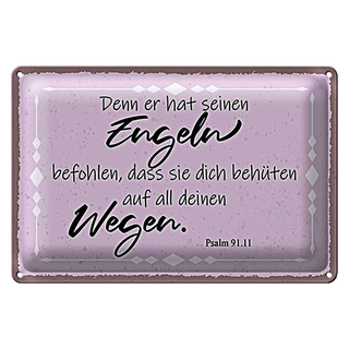 Blechschild Spruch 30x20cm er hat seinen Engeln befohlen