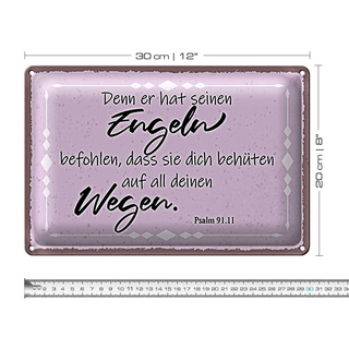 Blechschild Spruch 30x20cm er hat seinen Engeln befohlen