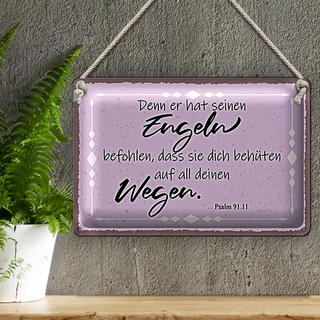 Blechschild Spruch 30x20cm er hat seinen Engeln befohlen