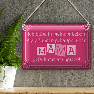 Blechschild Spruch 30x20cm Name Mama gefällt mir am besten