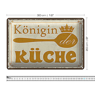 Blechschild Spruch 30x20cm Königin der Küche Krone