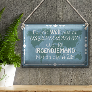Blechschild Spruch 30x20cm für Welt bist du irgendjemand