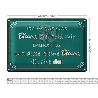 Blechschild Spruch 30x20cm ich kenne eine Blume die bist du