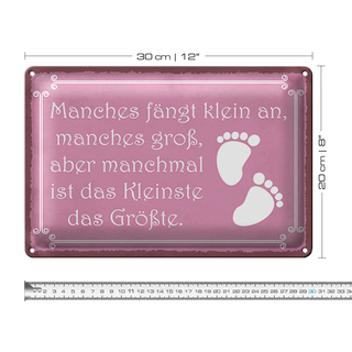 Blechschild Spruch 30x20cm manches fängt klein an manches