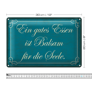Blechschild Spruch 30x20cm gutes Essen Balsam für die Seele