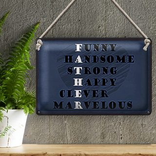 Blechschild Spruch 30x20cm Father funny happy clever Papa