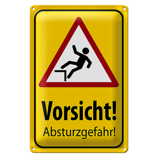 Blechschild Hinweis 20x30cm Vorsicht Abstürzgefahr