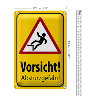 Blechschild Hinweis 20x30cm Vorsicht Abstürzgefahr
