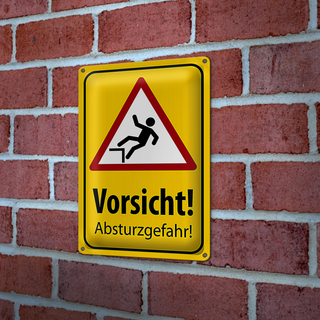 Blechschild Hinweis 20x30cm Vorsicht Abstürzgefahr