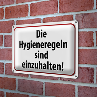 Blechschild Hinweis 30x20cm Hygieneregeln sind einzuhalten