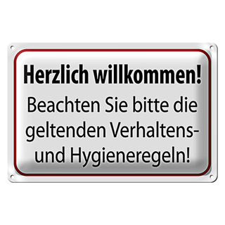 Blechschild Hinweis 30x20cm Verhaltens- und Hygienenregeln