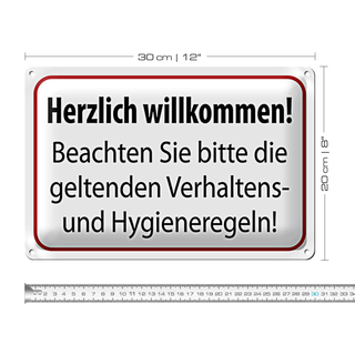 Blechschild Hinweis 30x20cm Verhaltens- und Hygienenregeln