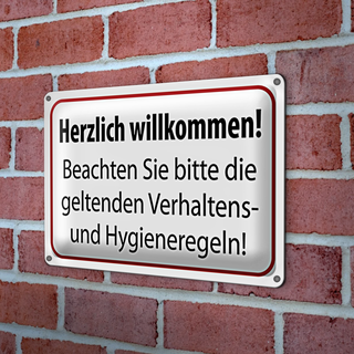 Blechschild Hinweis 30x20cm Verhaltens- und Hygienenregeln