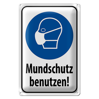 Blechschild Hinweis 20x30cm Mundschutz benutzen Maske