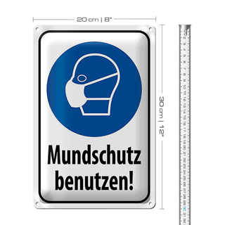 Blechschild Hinweis 20x30cm Mundschutz benutzen Maske