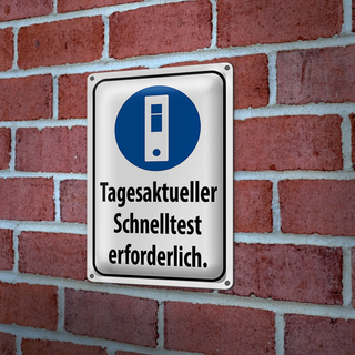 Blechschild Hinweis 20x30cm tagesaktueller Schnelltest