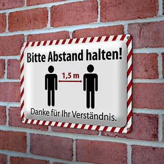 Blechschild Hinweis 30x20cm bitte Abstand halten 1.5 m