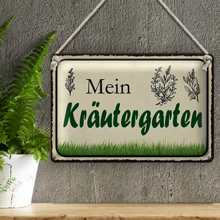 Blechschild Spruch 30x20cm mein Kräutergarten Garten
