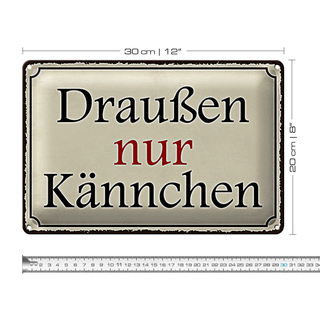 Blechschild Spruch 30x20cm draußen nur Kännchen Cafe