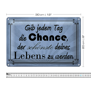 Blechschild Spruch 30x20cm gib jeden Tag die Chance