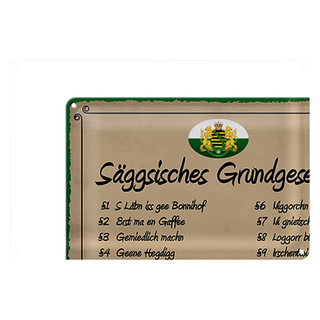 Blechschild Spruch 30x20cm säggsisches Grundgesetz lustig