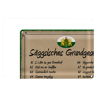 Blechschild Spruch 30x20cm säggsisches Grundgesetz lustig