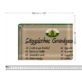Blechschild Spruch 30x20cm säggsisches Grundgesetz lustig
