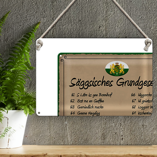Blechschild Spruch 30x20cm säggsisches Grundgesetz lustig