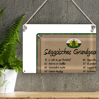 Blechschild Spruch 30x20cm säggsisches Grundgesetz lustig