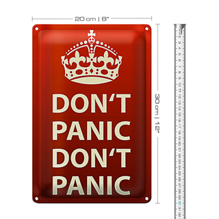 Blechschild Spruch 20x30cm dont Panic keine Panik Krone