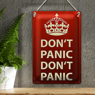 Blechschild Spruch 20x30cm dont Panic keine Panik Krone