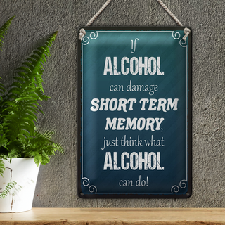 Blechschild Spruch 20x30cm if Alcohol can damage short term