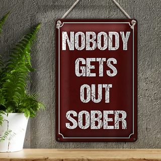 Blechschild Spruch 20x30cm nobody gets out sober